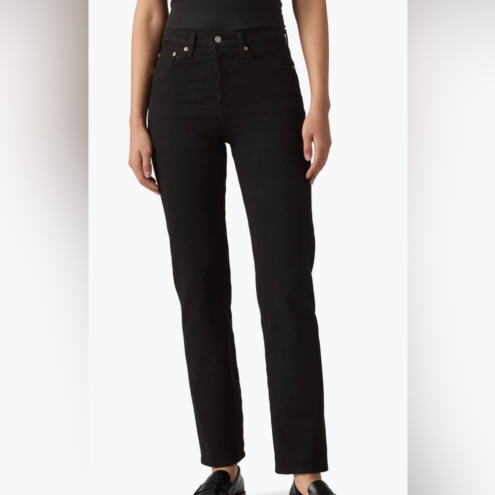 Levi's Black Wedgie Jeans with Button Detail